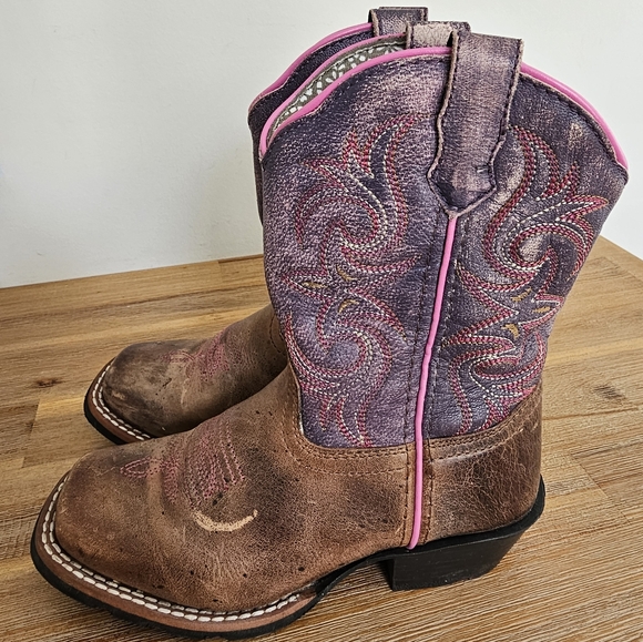 DAN POST Majesty Little Girls Leather Western, Cowgirl Boots, Square Toe - Picture 1 of 11